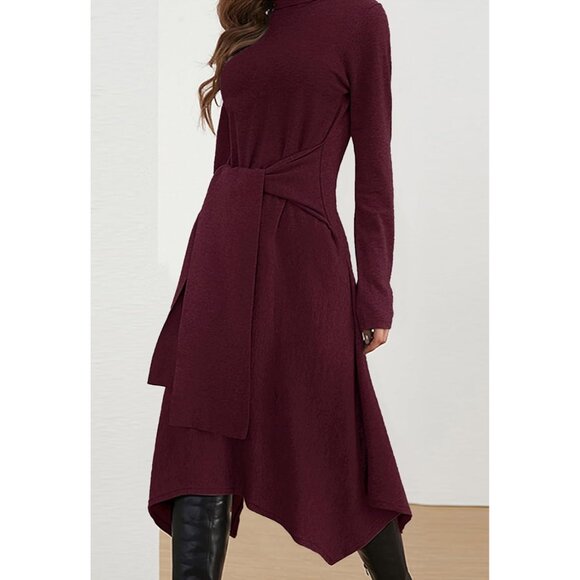 Women's Sweater Dress Plus Size Long Sleeve Midi Casual Winter - Picture 3 of 7